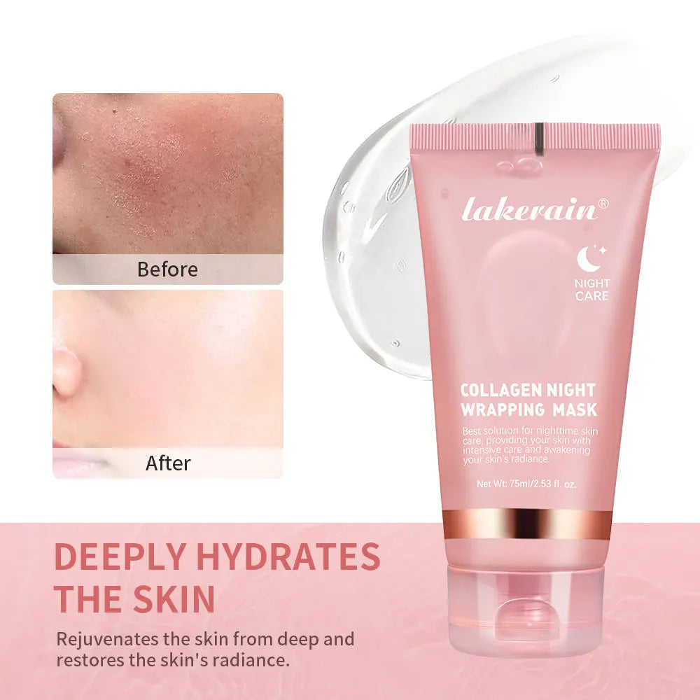 قناع كوري مقشر بالكولاجين العميق - مضاد للتجاعيد، معزز لشد البشرة، للعناية بالبشرة طوال الليل للنساء