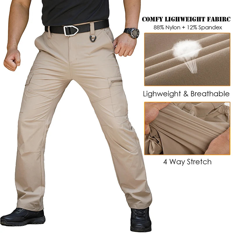 Leichte, schnelltrocknende und wasserabweisende Cargohose für Herren – Outdoor-Wanderhose, taktische Arbeitshose