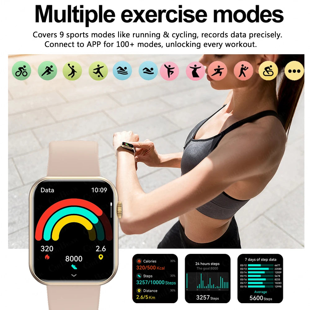 2025 New Smart Watch for Women – Full Touch Screen, Bluetooth Call, AI Voice, Heart Rate, Waterproof Sports Smart Bracelet