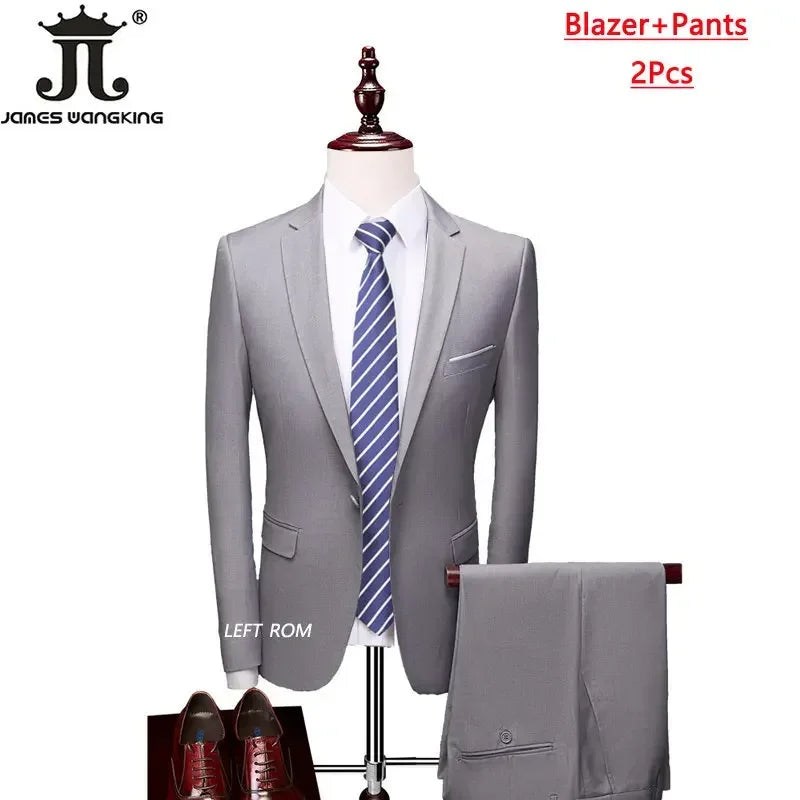 M-6XL 15 Colors Men's 3-Piece Formal Suit – Jacket, Vest & Pants for Business, Groom & Wedding