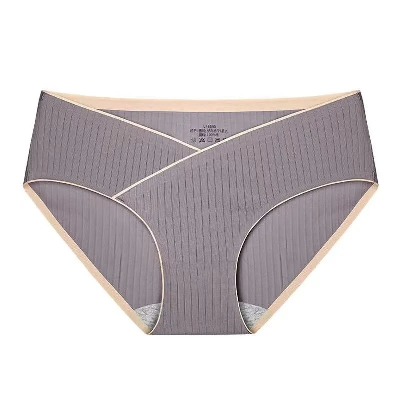 Stripe Jacquard Cotton Low Waist Maternity Panties Seamless Pregnancy Underwear Plus Size
