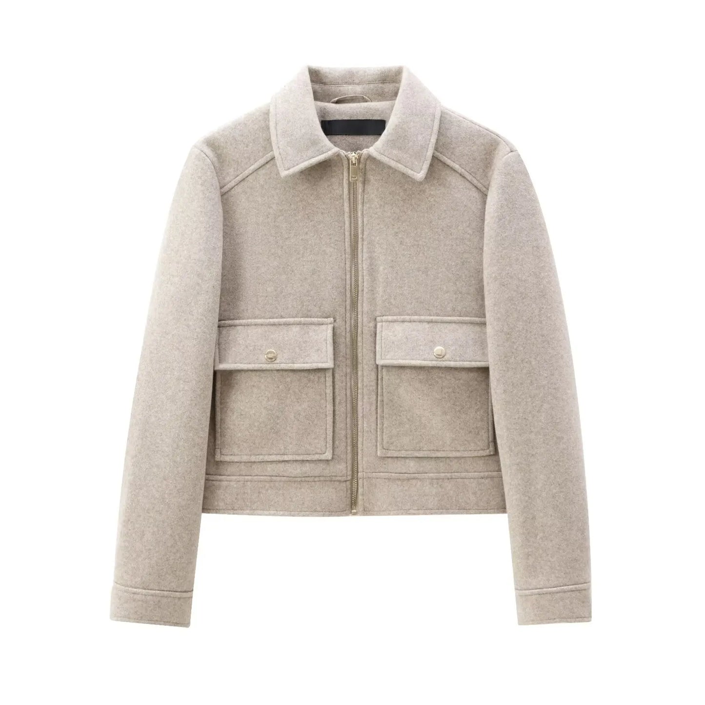 Women's Zipper Jacket Coat New Winter Long Sleeve Pocket Short Street Elegant Outerwear