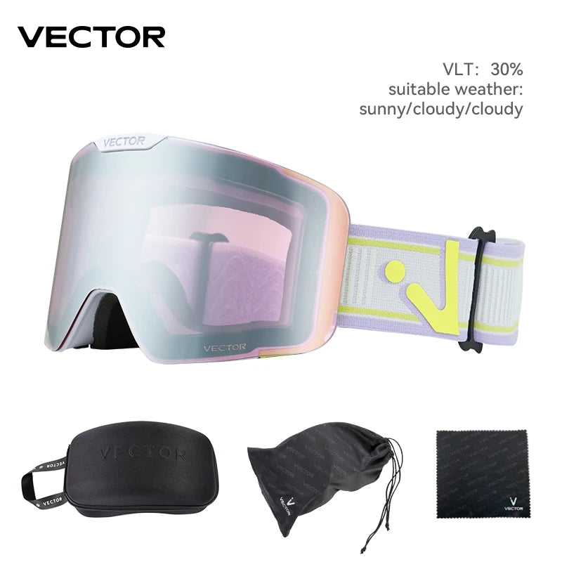 نظارات التزلج VECTOR للأطفال - نظارات تزلج على الجليد UV400 مع قناع تزلج مضاد للضباب للأطفال، وحماية من التزلج والرياضات الثلجية