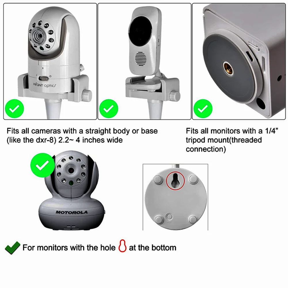 Universal Baby Monitor Bed Bracket – Flexible Camera Holder with Adjustable Long Arm, 1/4 Screw Mount & Multi function Clip