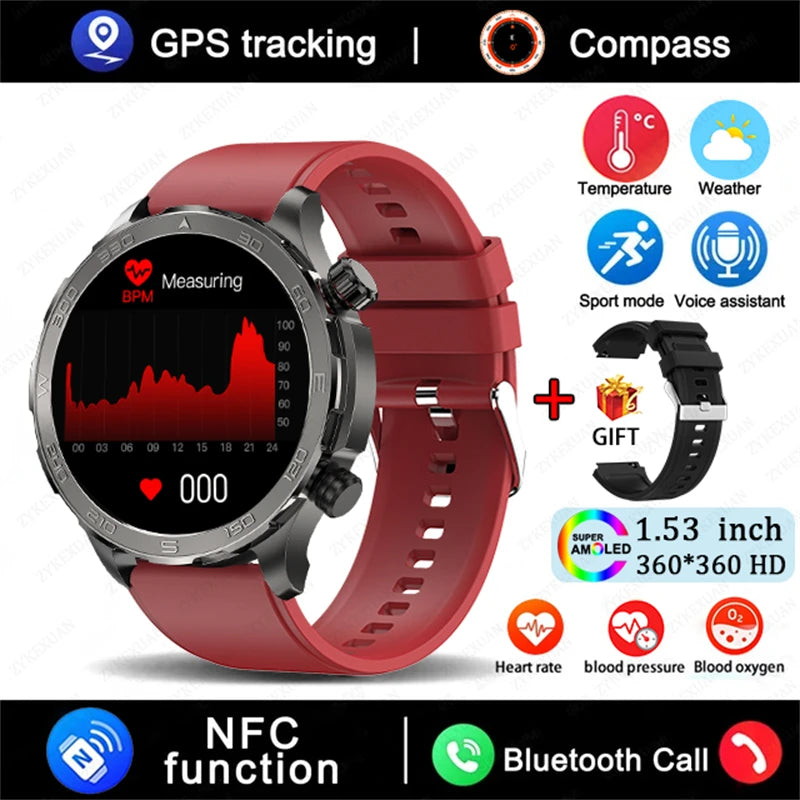 2025 Bluetooth Call Smart Watch | AMOLED HD Display, NFC, GPS, Heart Rate, IP68 Waterproof Sports Watch