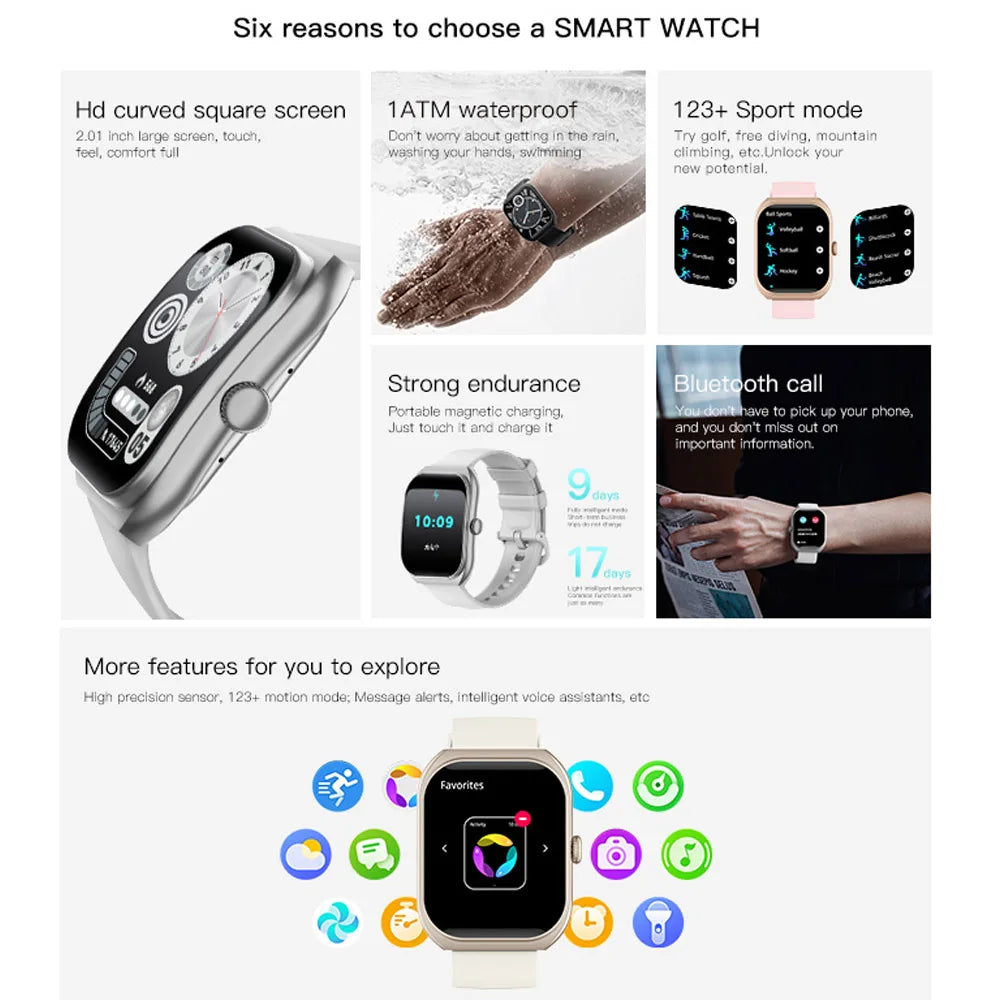 2025 New Xiaomi Smart Watch for Women – Heart Rate, Health Monitoring, BT Calling, IP68 Waterproof