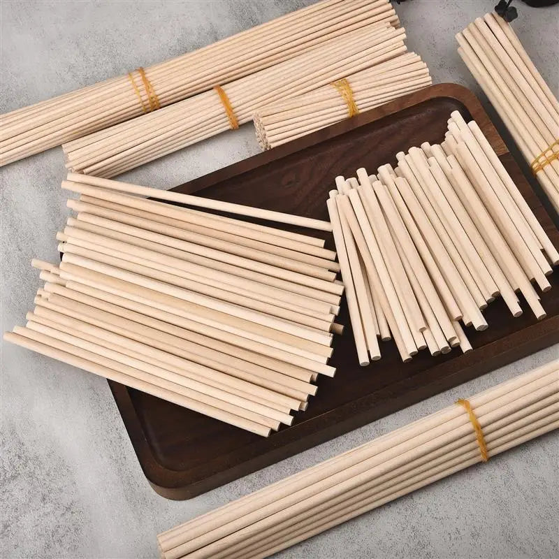 Round Wooden Sticks – Durable DIY Dowels for Crafts, Cake Making, Ice Lollies & Woodworking Models