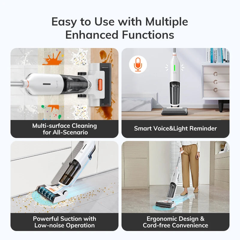 ILIFE W90 Cordless Wet & Dry Smart Mop – 5500Pa Suction, 1-Min Self Cleaning, Large Dual Water Tank