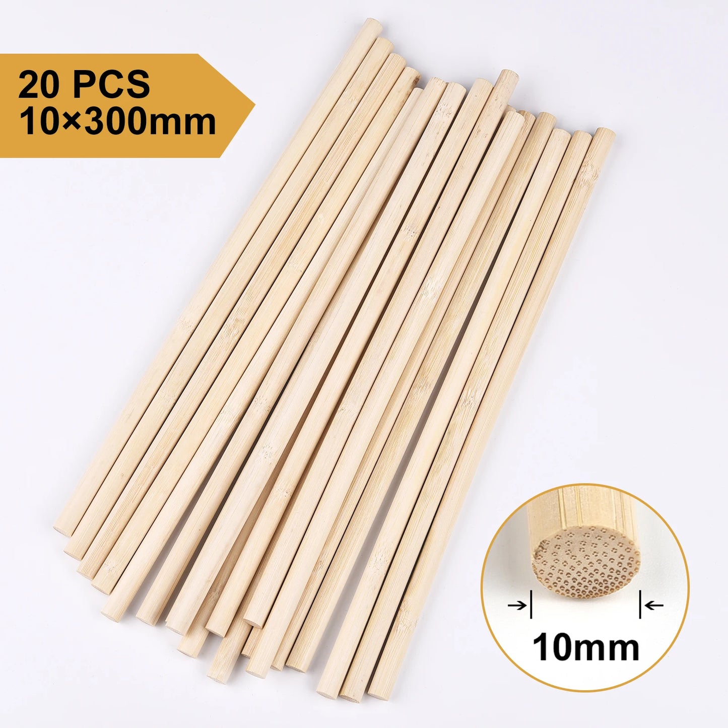 20–50pcs 30cm Round Wooden Bamboo Sticks – DIY Craft Material for Handmade Projects, Model Building & Woodworking