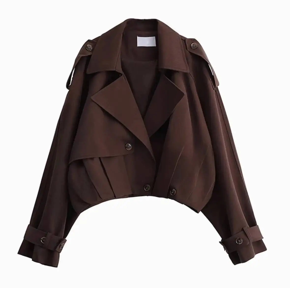 ZMEENNA Women's Cropped Trench Coat 2025 Short Jacket with Lapel Collar & Belted Cuffs for Spring