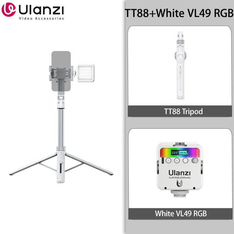 Ulanzi TT88 Overhead Selfie Stick Tripod – 1.44M Phone Tripod with Remote