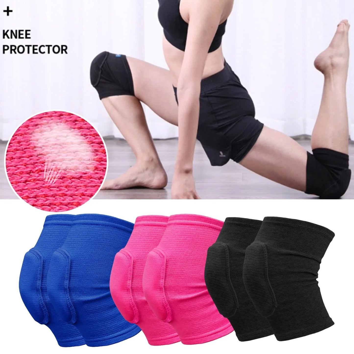 2-Piece Sports Compression Knee Pads | Thickened Elastic Knee Brace for Workout & Dance Training