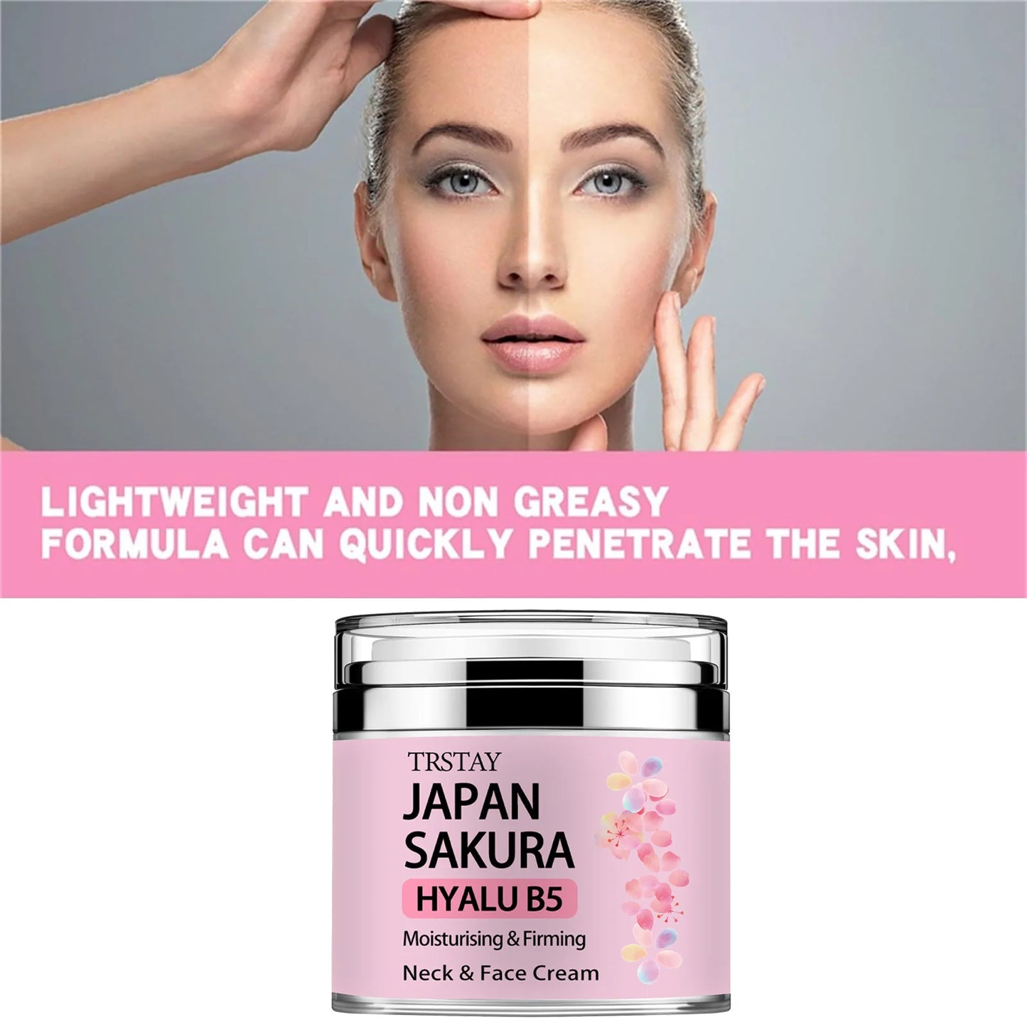 Japan Sakura Essence Cream – Tone-Up & Hydrating Face Cream with Hyaluronic Acid