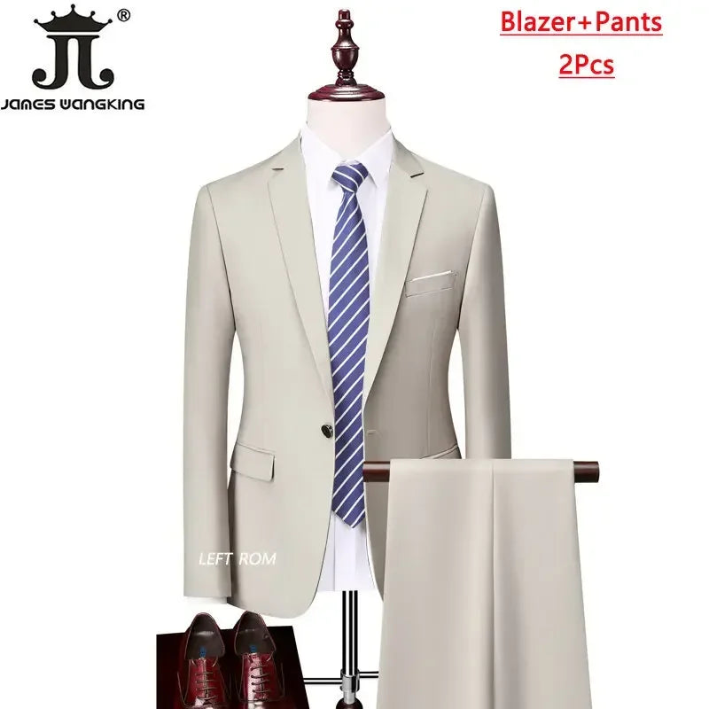 M-6XL 15 Colors Men's 3-Piece Formal Suit – Jacket, Vest & Pants for Business, Groom & Wedding