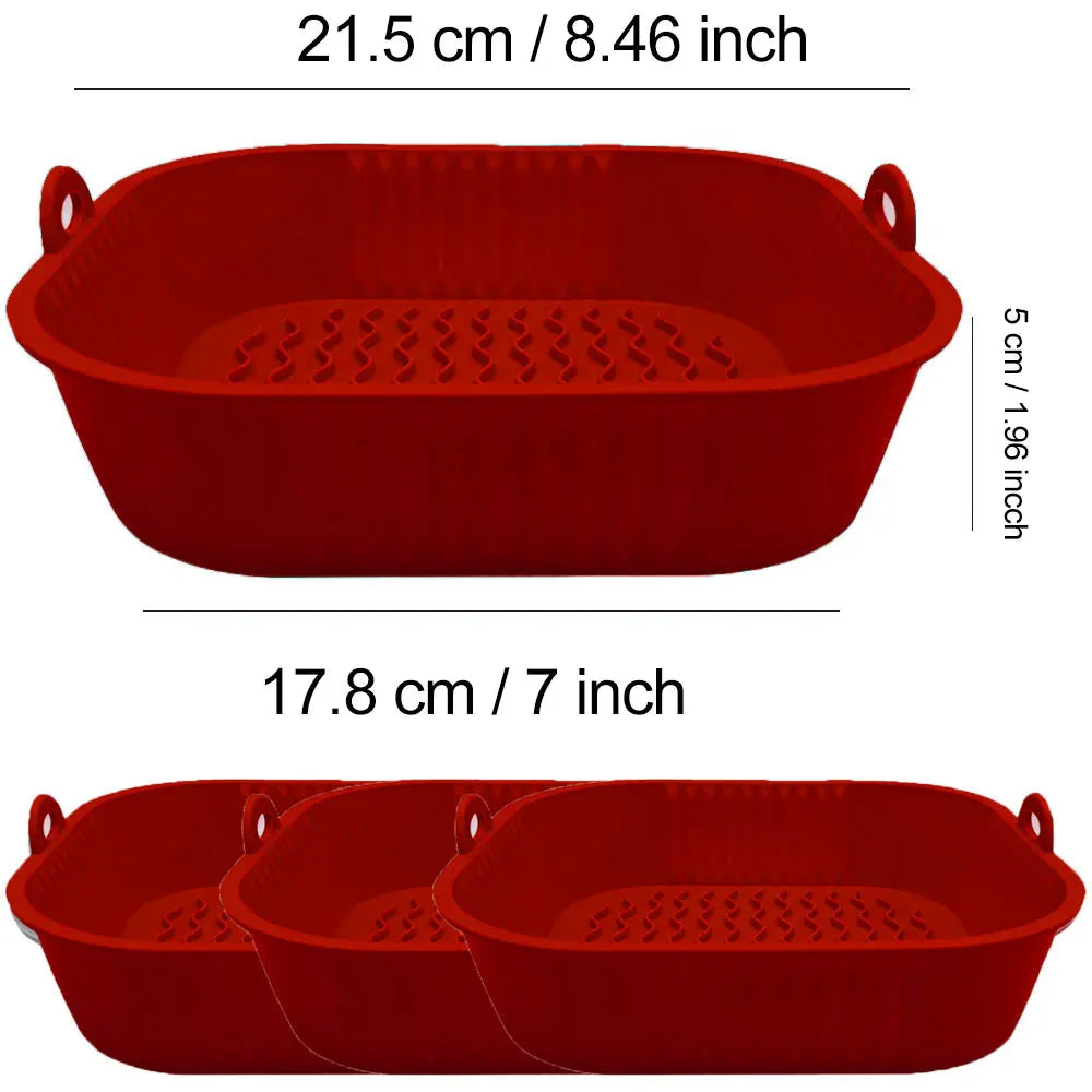 وعاء سيليكون قابل لإعادة الاستخدام للقلي الهوائي - صينية شواء مربعة وقالب خبز للفرن والشواء والطهي في المطبخ