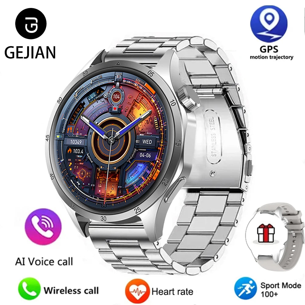 2025 New Men GPS Smart Watch – 360×360 AMOLED Screen, Bluetooth Call, NFC, Heart Rate, IP68 Waterproof
