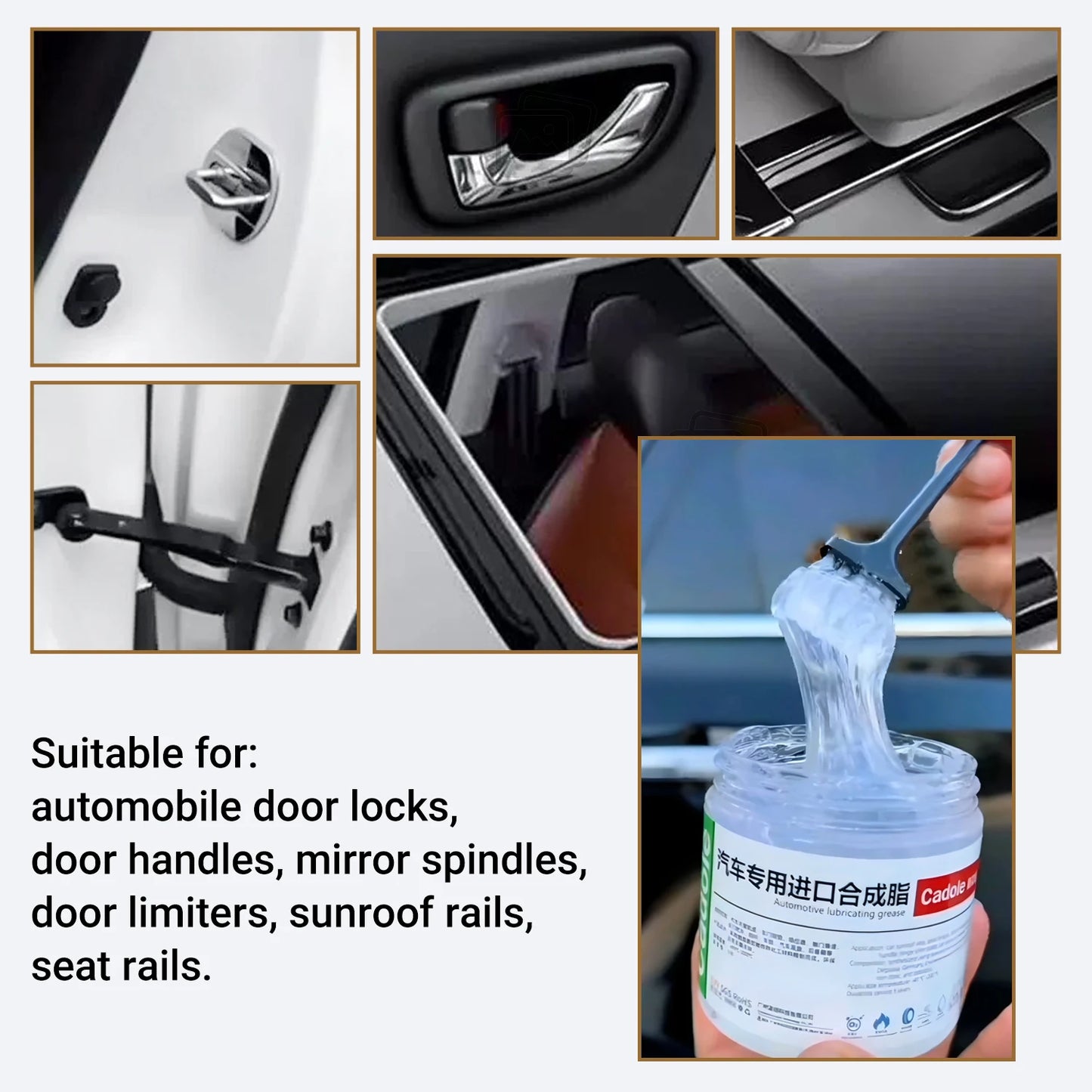 Car Sunroof Track Lubricating Grease 100g White Car Lubricant Oil for Mechanical Maintenance Door Noise & Antirust Protection