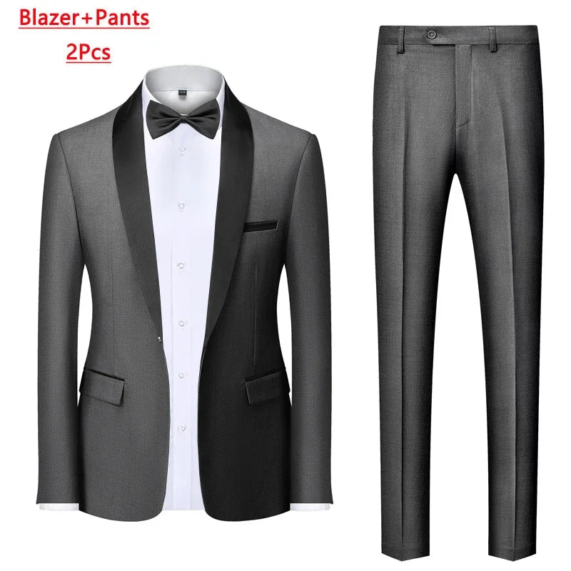 Men's M-6XL Formal 3-Piece Suit – Jacket, Vest & Pants for Business, Wedding & Parties