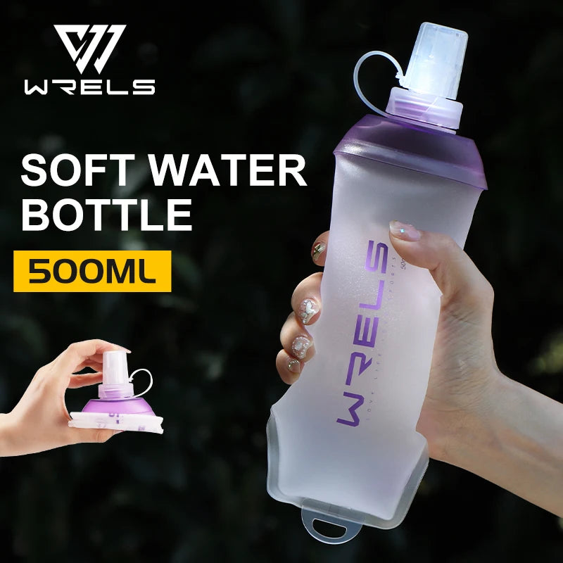 WRELS Soft Folding Water Bottle – BPA-Free TPU Flask for Camping, Running & Cycling