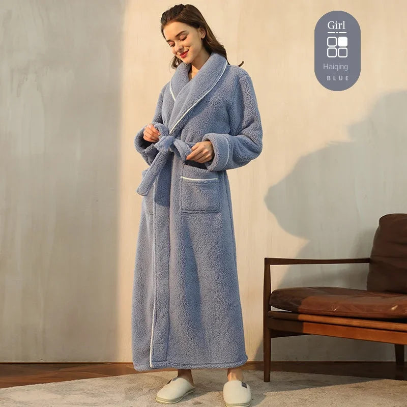2025 Autumn & Winter Cotton Robe | Thick Comfortable Bathrobe for Men & Women | Large Size Light Luxury Couple Homewear