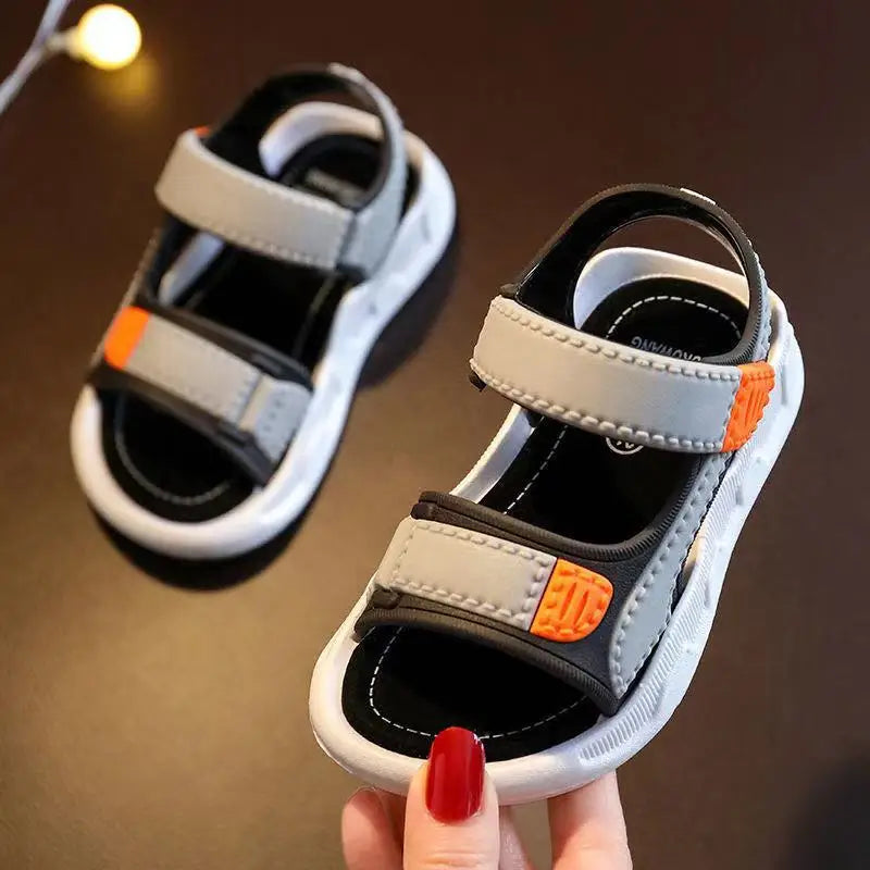 Boys’ Summer Sandals – Soft Bottom Imitation Leather Beach Shoes for Kids & Students