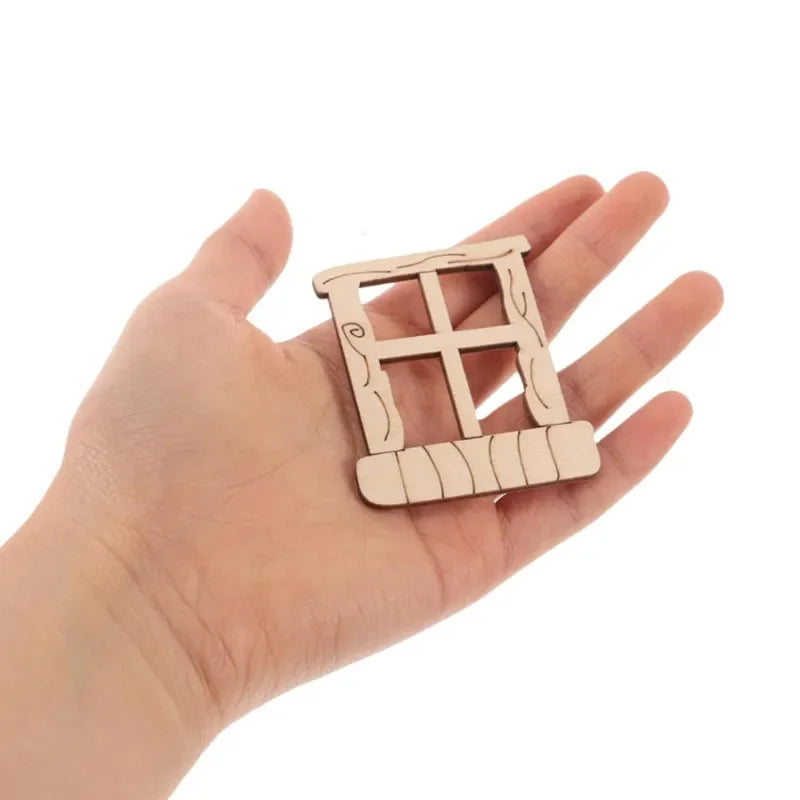 25pcs Miniature Window & Door Accessories – DIY Wooden House Decor, Mini Furniture & Figurine Props
