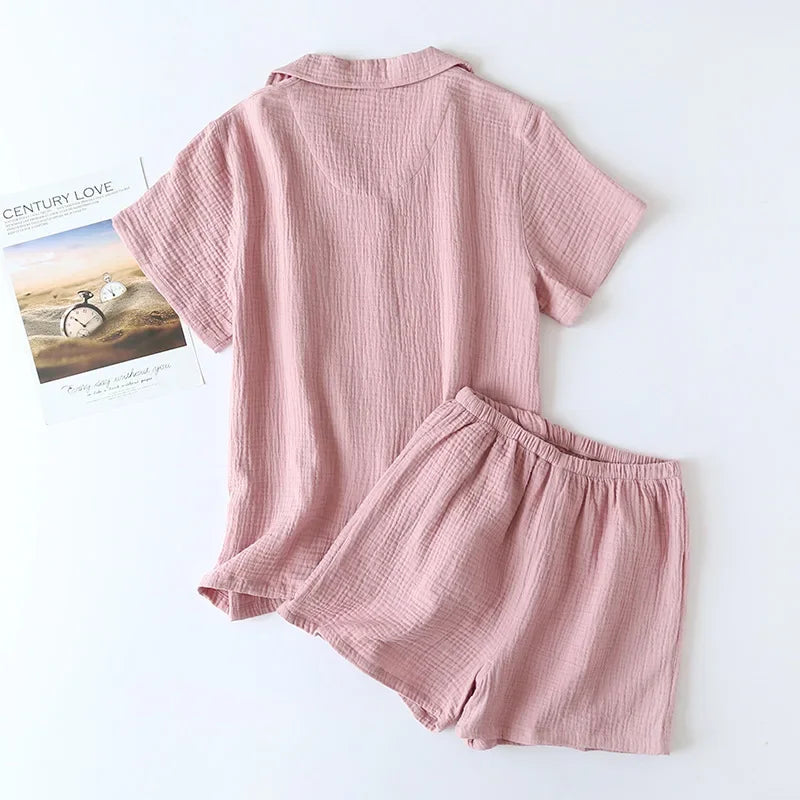 Short Sleeve Pajama Set for Women | Summer Casual 2 Piece Sleepwear Shorts Suit | Thin Fashion Loungewear