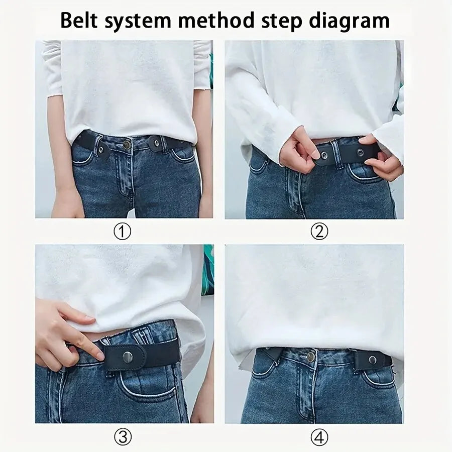 Adjustable Elastic No-Buckle Belt – Unisex Invisible Waistband for Jeans