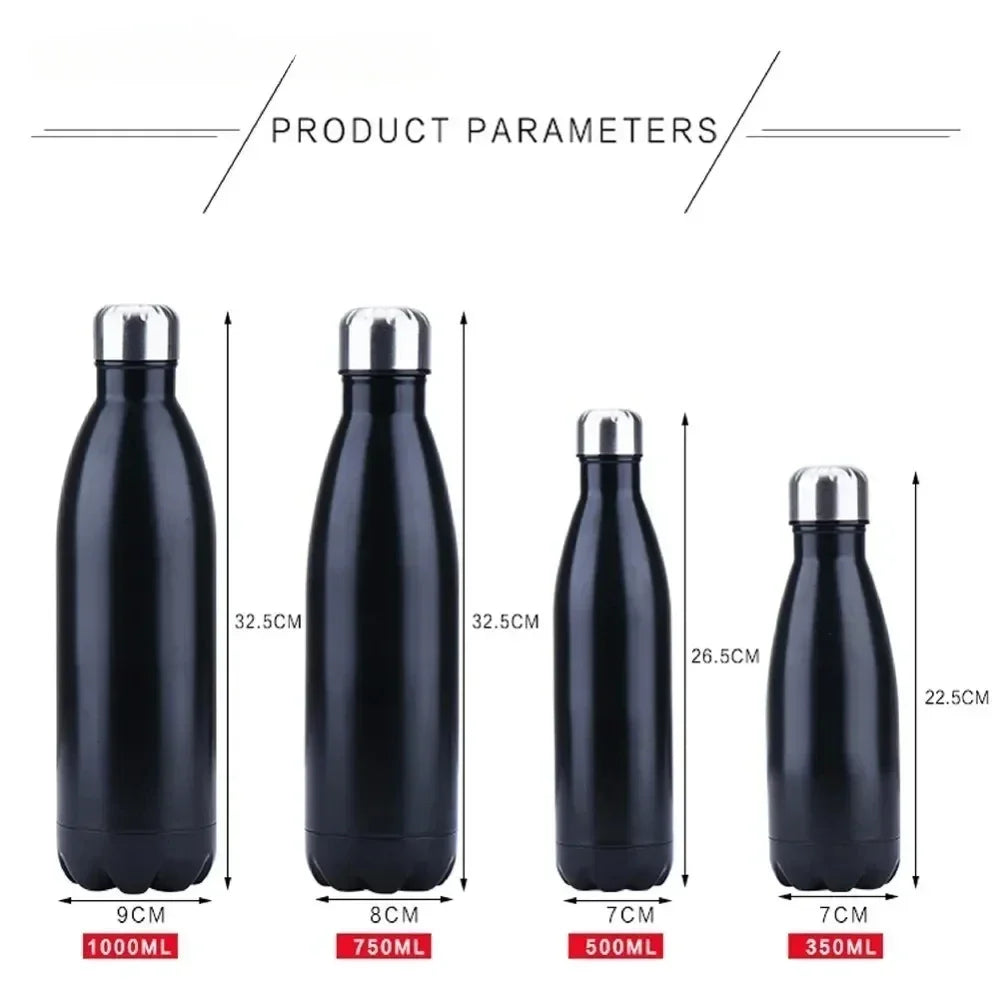 LMHBJY Stainless Steel Insulated Water Bottle – 350ml/500ml/750ml/1L Vacuum Flask for Hot & Cold Drinks
