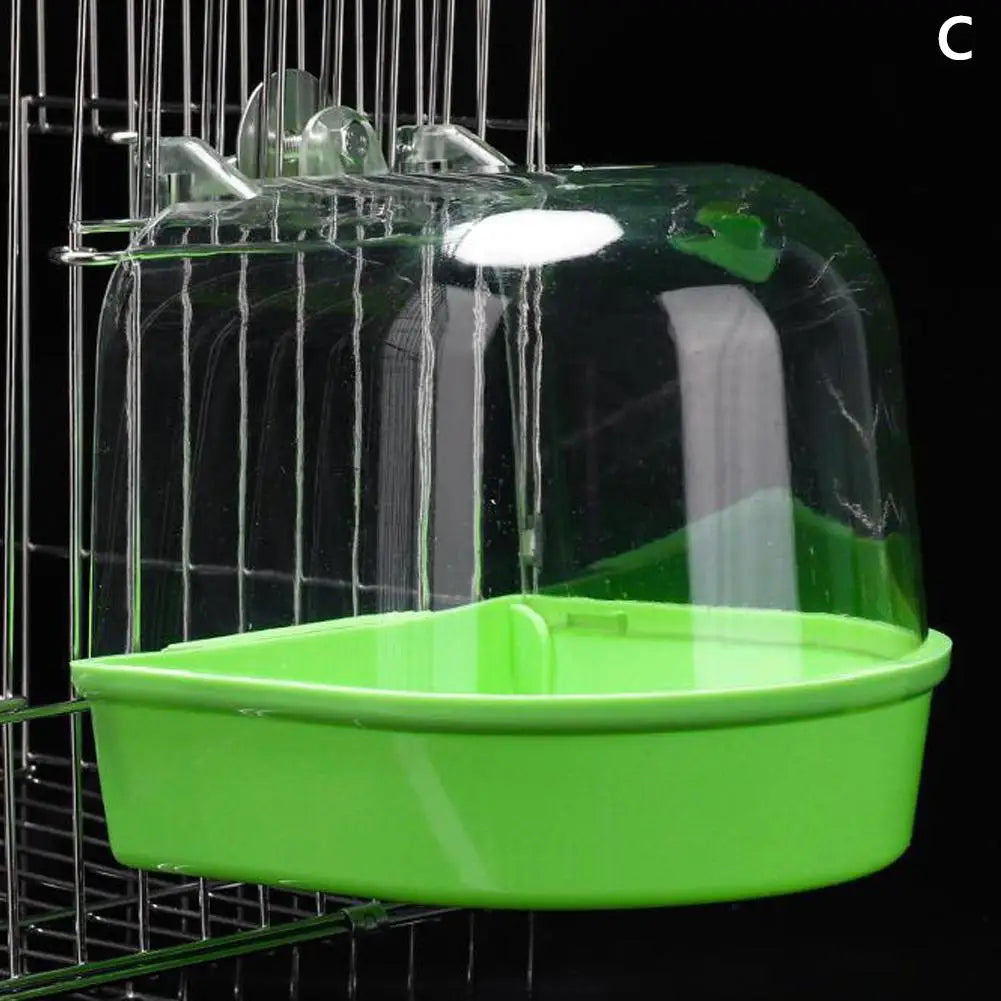 Clear Hanging Bird Bath – Cage Bathtub for Parakeets, Canaries, Budgerigars & Cockatiels