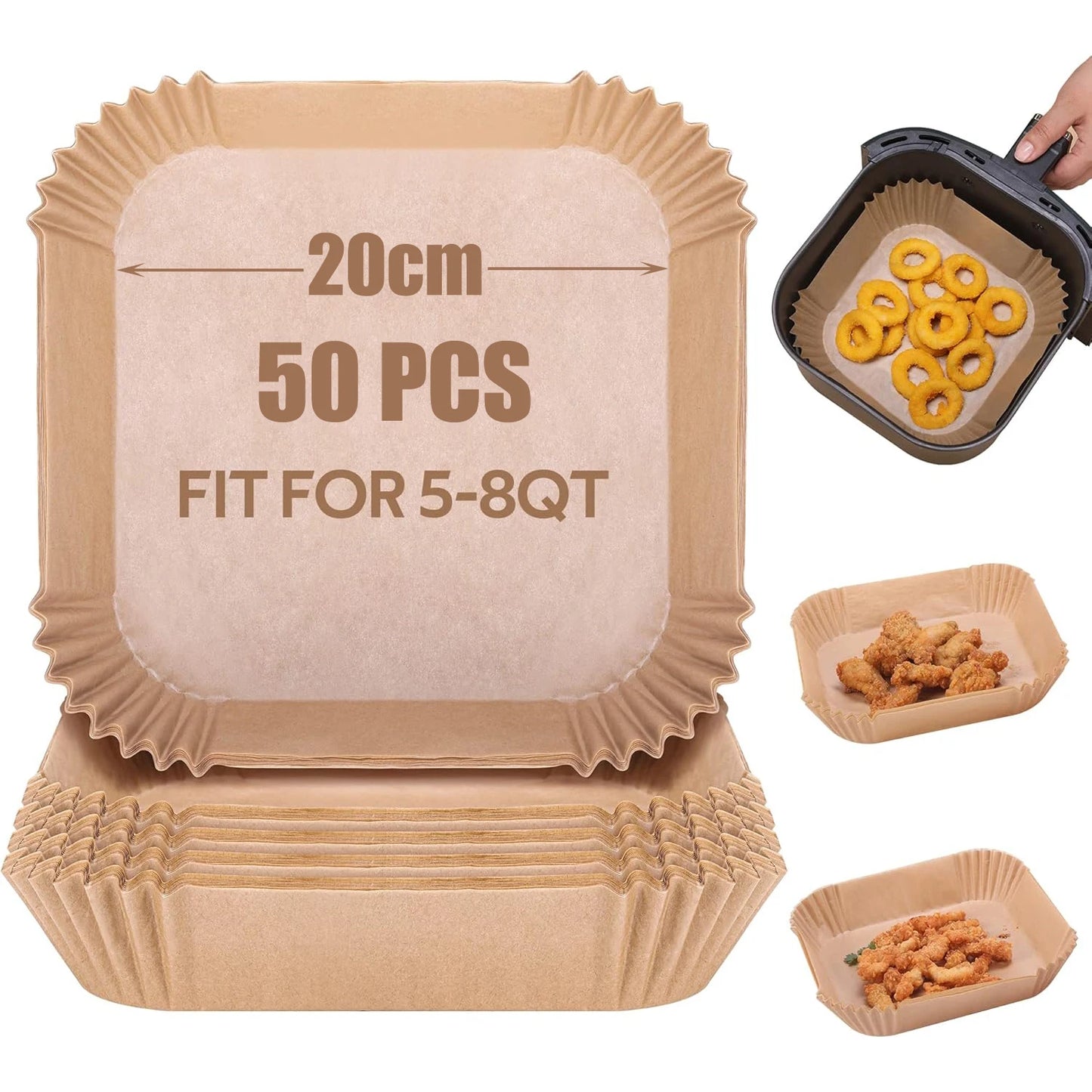 بطانات ورقية للاستخدام مرة واحدة في مقلاة الهواء - صواني خبز غير لاصقة مربعة ودائرية لكوسوري ونينجا