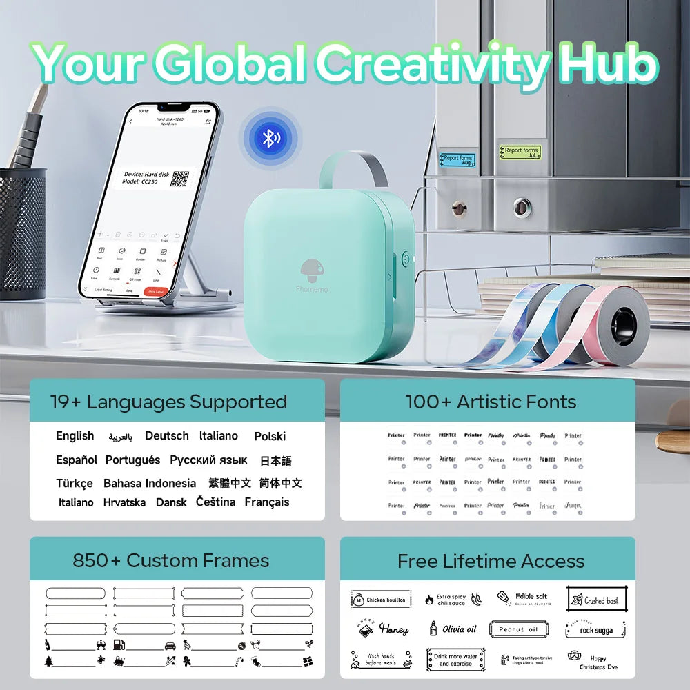 طابعة ملصقات حرارية Phomemo Q30 بتقنية البلوتوث - صانعة ملصقات محمولة للأعمال اليدوية وبطاقات التاريخ، طابعة لاسلكية متعددة الأوراق لنظامي التشغيل iOS وAndroid