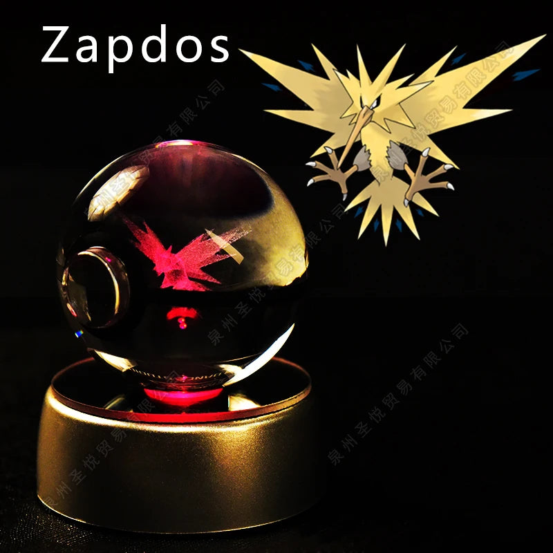 Pokémon 3D Crystal Ball Night Light – Pikachu, Gengar & Mewtwo Pokéball Glass Lamp for Kids Birthday Gifts