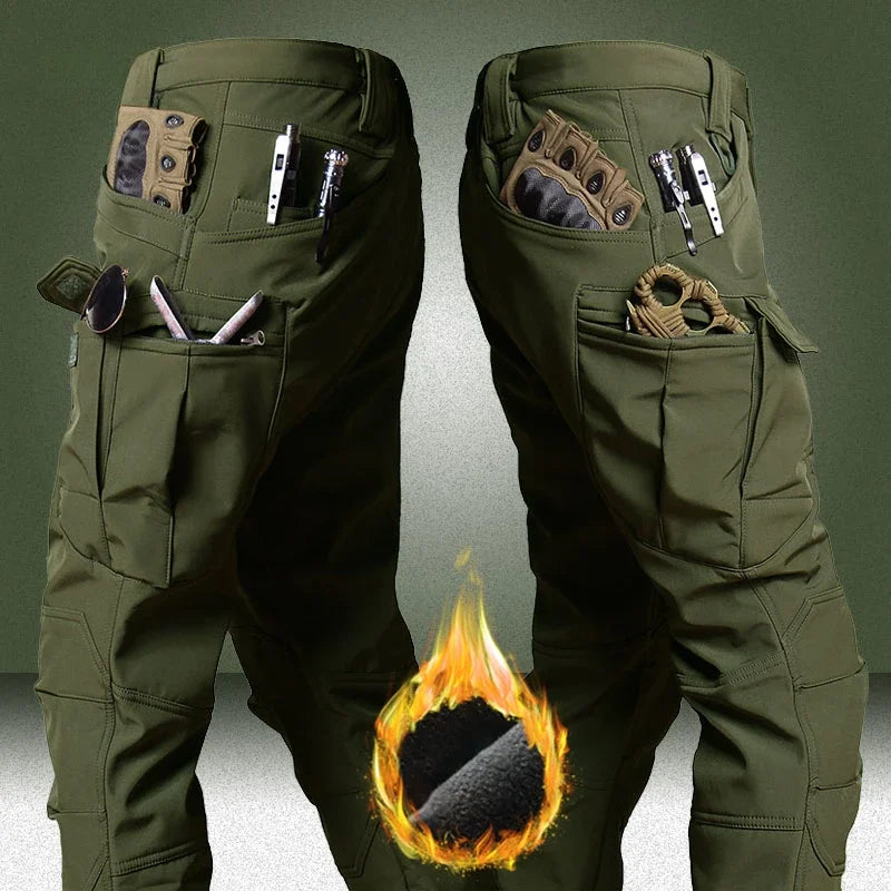 Men’s Winter Tactical Pants – Windproof, Waterproof, Fleece-Lined Outdoor Work & Hunting Trousers 4XL