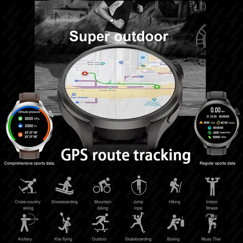 1.85” AMOLED HD Smart Watch – GPS, Compass, NFC, Waterproof, Health Monitor & Bluetooth Call