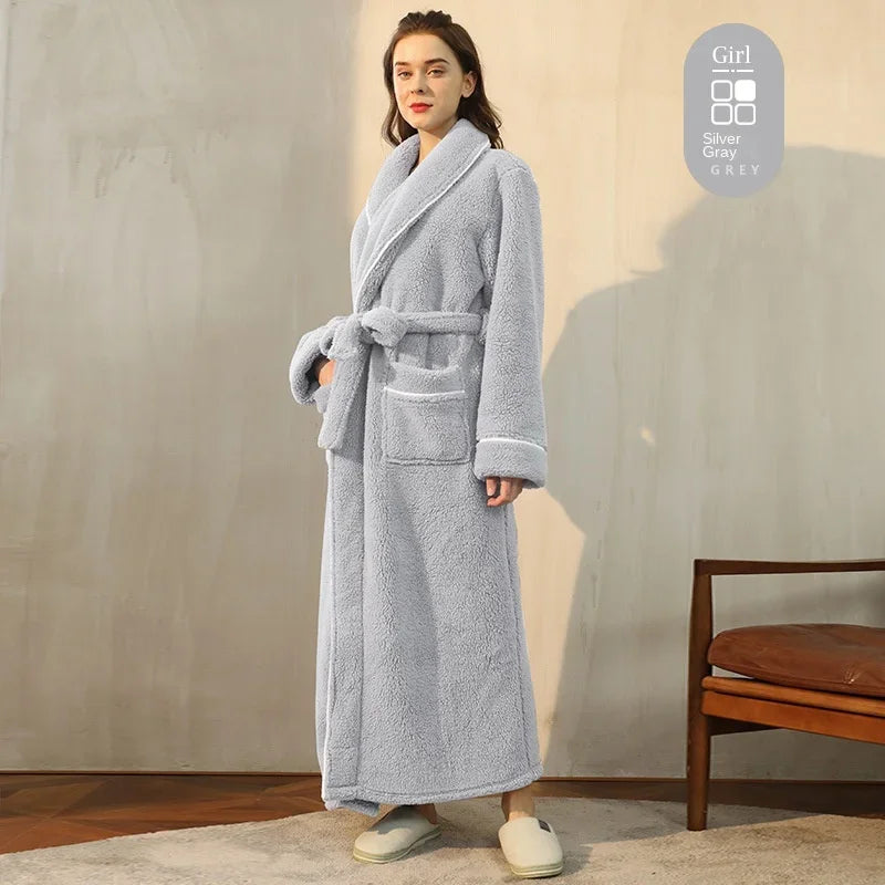 2025 Autumn & Winter Cotton Robe | Thick Comfortable Bathrobe for Men & Women | Large Size Light Luxury Couple Homewear
