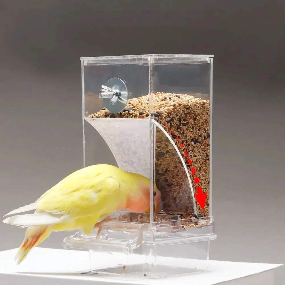 وحدة تغذية الطيور الأوتوماتيكية المقاومة للرذاذ بسعة كبيرة - صندوق طعام للببغاوات، والكوكاتيل، وطيور الحب، والببغاوات الصغيرة