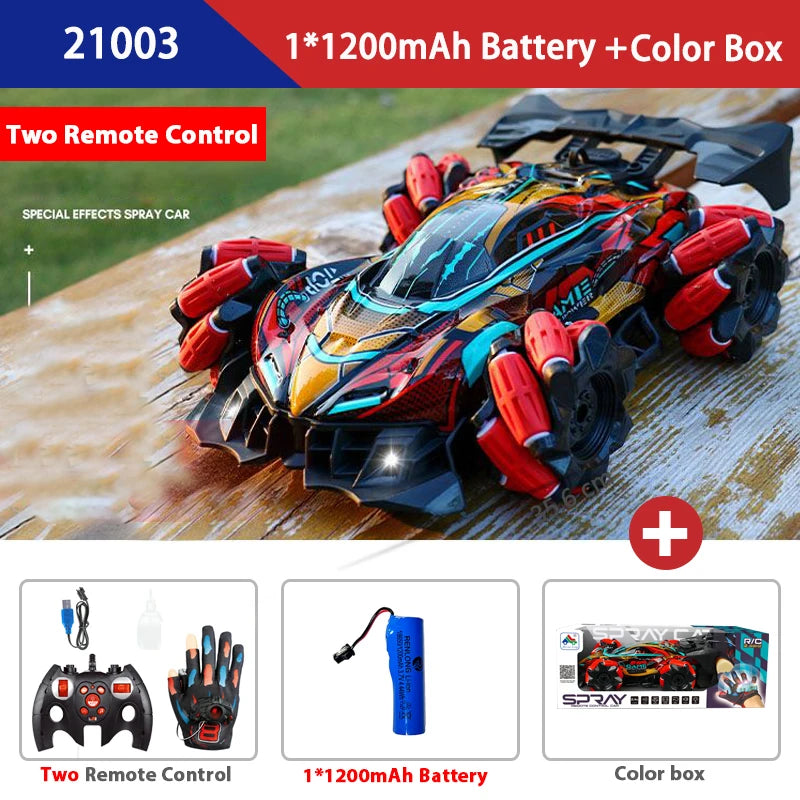 WLtoys F1 4WD RC Drift Car – Gesten- und Fernbedienung, LED-Lichter, Musik, Spray, Stunt-Spielzeug für Kinder