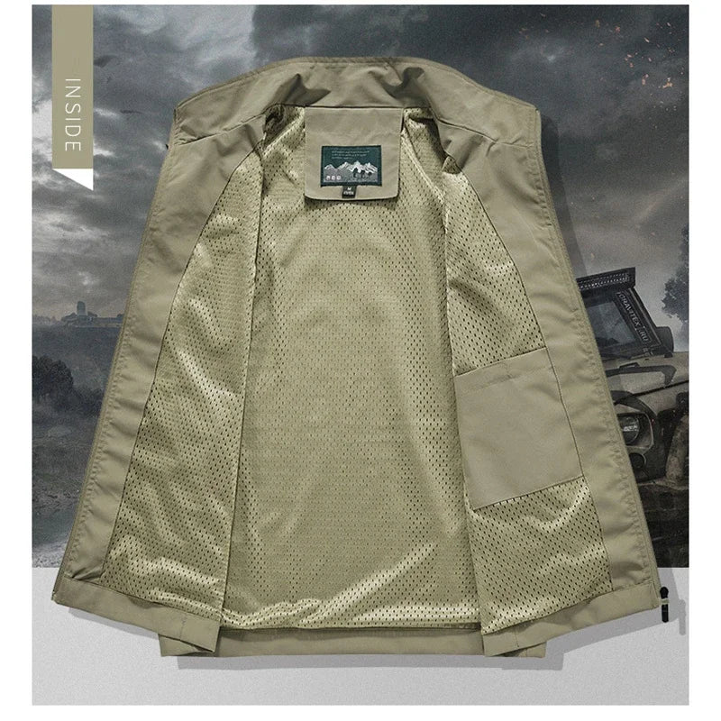 2025 Men’s Fashion Vest – Windproof Solid Sleeveless Waterproof Biker & Outdoor Jacket