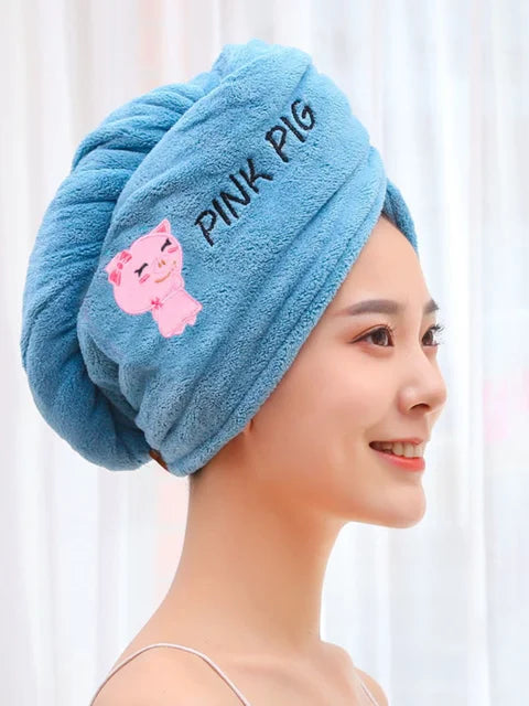 Women Microfiber Hair Towel – Terry Bath Towel Turban for Adults Home Bathroom Drying Hair