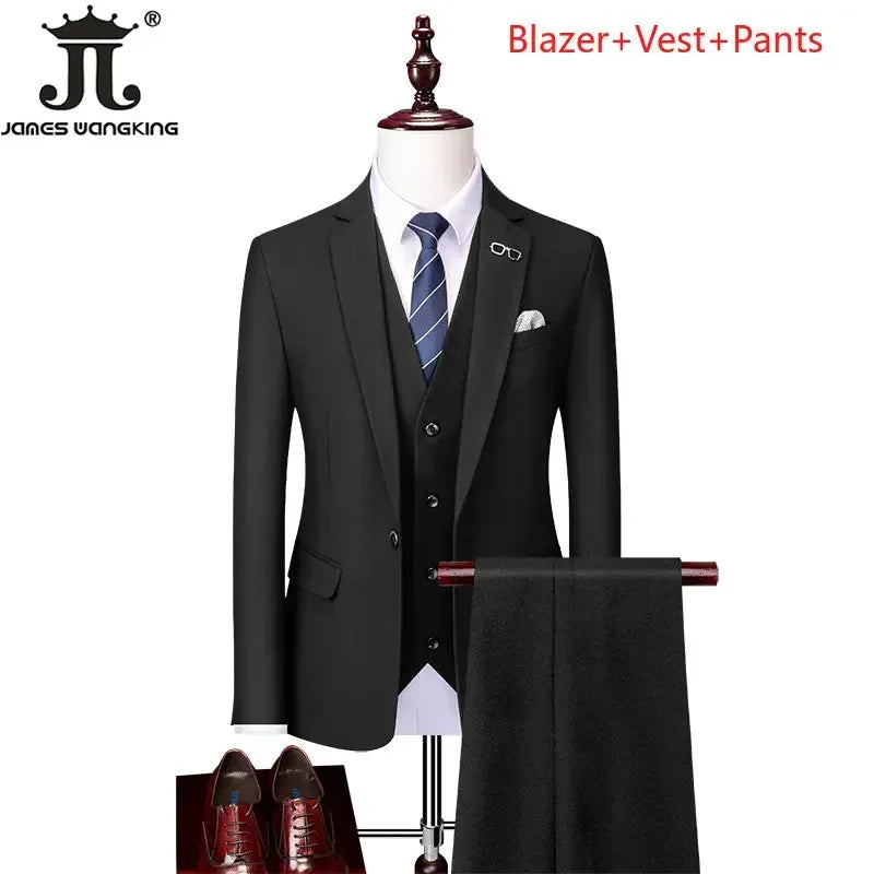 Men's 3-Piece Suit – Blazer, Vest & Pants for Casual, Formal, Business & Wedding