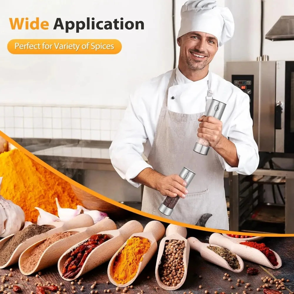 Electric Salt and Pepper Grinder Set USB Rechargeable Adjustable Coarseness LED