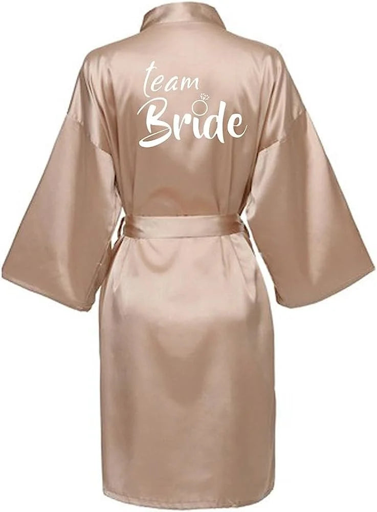Women's Satin Silk Robe | Wedding Bathrobe Bride & Bridesmaid Sleepwear Gown M030