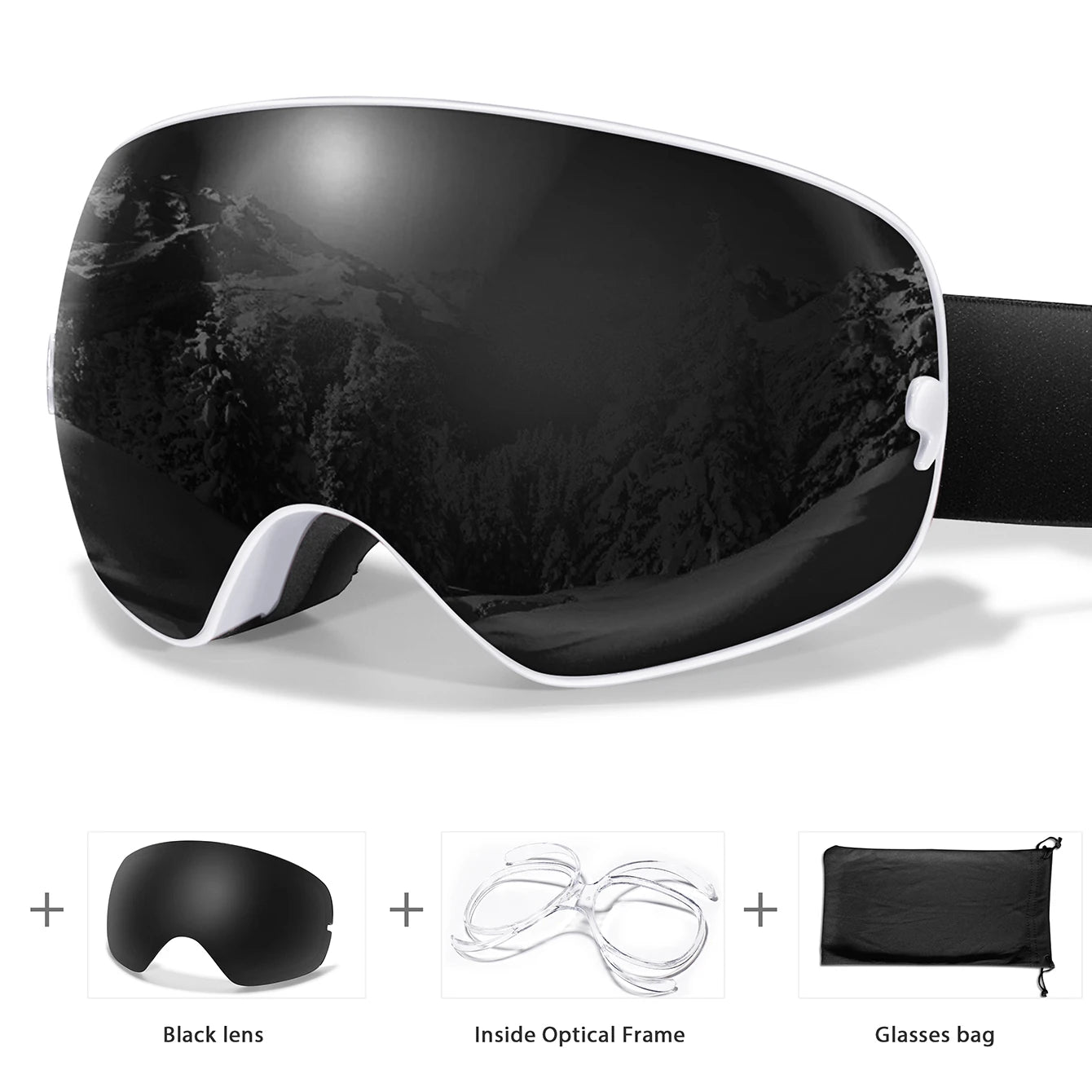 Men & Women Ski Goggles – Anti-Fog Snowboarding/Snowmobile Glasses with UV400 Changeable Lens, Outdoor Sports & Cycling