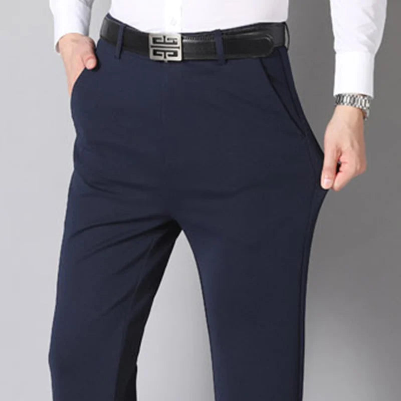 Men's Summer Business Casual Suit Pants – Elastic Straight Formal Pants Plus Size 28-42