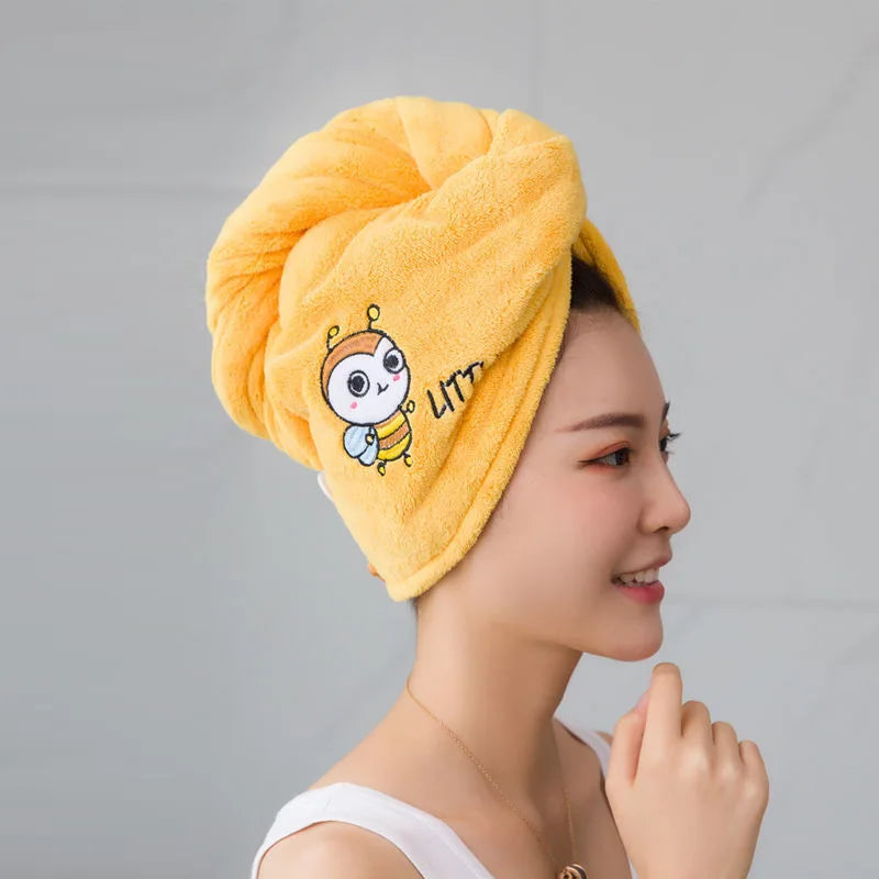Women Microfiber Hair Towel – Terry Bath Towel Turban for Adults Home Bathroom Drying Hair