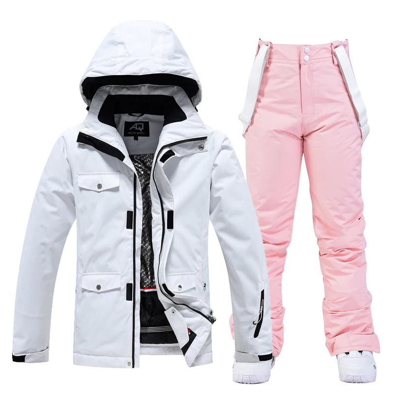 Men & Women Snow Suit Set – Waterproof Windproof Ski Jacket & Ski Pants, Pure Color Winter Snowboard Clothing (-30°C)