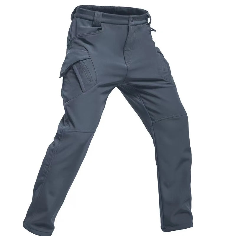 Men’s Fleece Softshell Cargo Hiking Pants – Autumn Winter Outdoor Trousers M-5XL