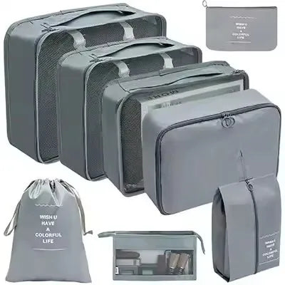 Travel Organizer Set | 8-Piece Suitcase Packing Cubes & Luggage Storage Bags for Clothes and Shoes