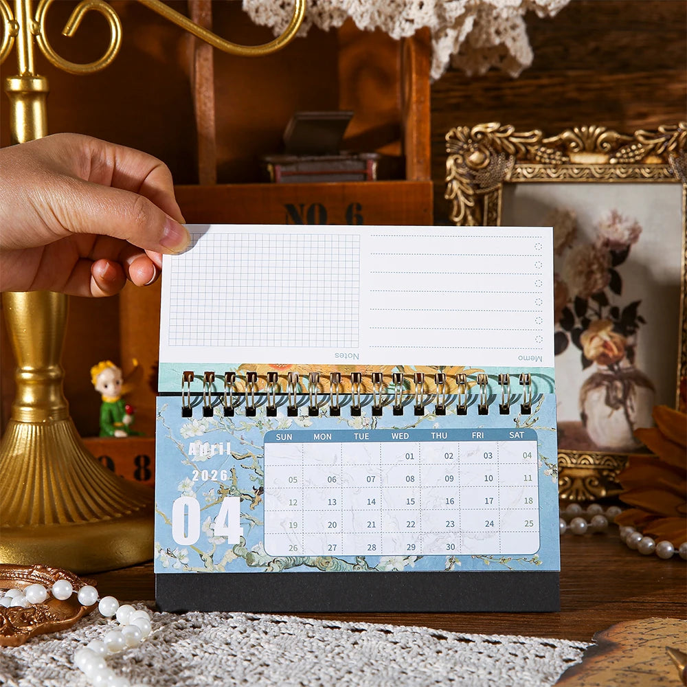 Vintage-Tischkalender 2026 mit Notizfunktion – Monatsplaner für Zuhause, Büro und Schule